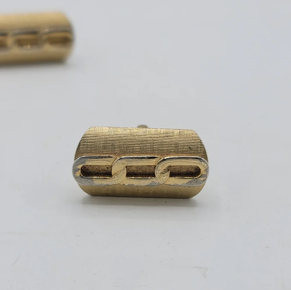 Swank Cufflinks Gold Tone with Silver Chain Link Accent Mid-Century Vintage